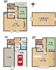 大阪市生野区生野西、中古一戸建ての間取り画像です