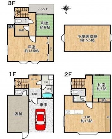 大阪市生野区生野西、中古一戸建ての間取り画像です