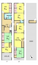 大阪市生野区田島、中古一戸建ての間取り画像です