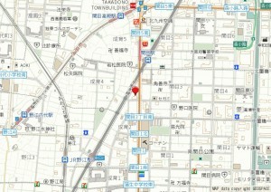 大阪市城東区成育、マンションの地図画像です