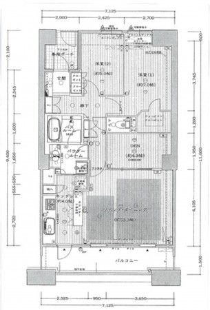 大阪市鶴見区放出東、マンションの間取り画像です