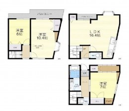大阪市鶴見区徳庵、中古一戸建ての間取り画像です