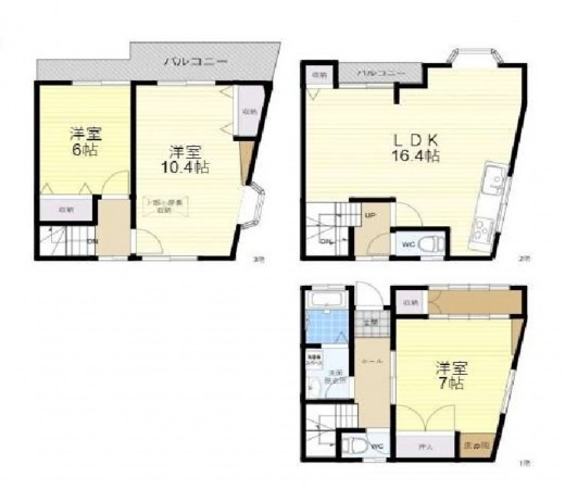 大阪市鶴見区徳庵、中古一戸建ての間取り画像です