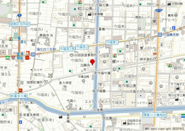 大阪市城東区今福西、マンションの地図画像です