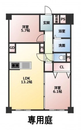 大阪市城東区今福西、マンションの間取り画像です