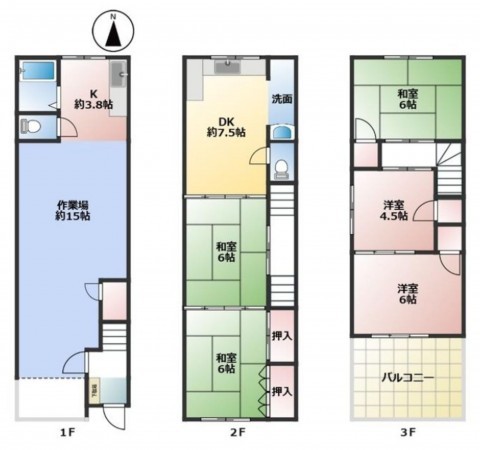 大阪市生野区巽北、中古一戸建ての間取り画像です