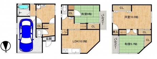 大阪市城東区今福南、中古一戸建ての間取り画像です
