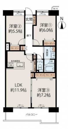 大阪市城東区古市、マンションの間取り画像です