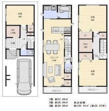 大阪市都島区毛馬町、新築一戸建ての間取り画像です