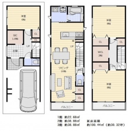 大阪市都島区毛馬町、新築一戸建ての間取り画像です