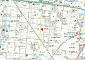 大阪市旭区高殿、マンションの地図画像です