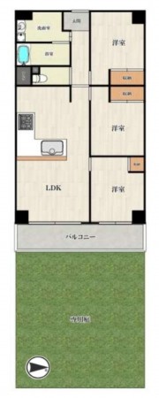 大阪市旭区高殿、マンションの間取り画像です