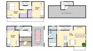 大阪市鶴見区今津南、新築一戸建ての間取り画像です