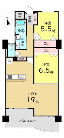 大阪市城東区鴫野西、マンションの間取り画像です