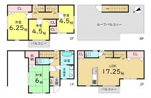 大阪市城東区永田、中古一戸建ての間取り画像です