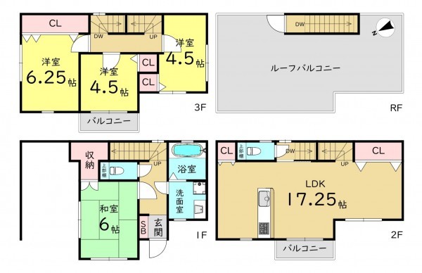 大阪市城東区永田、中古一戸建ての間取り画像です