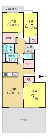 大阪市都島区友渕町、マンションの間取り画像です