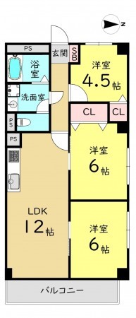 大阪市城東区今福東、マンションの間取り画像です