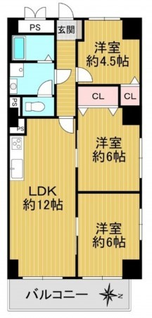 大阪市城東区今福東、マンションの間取り画像です