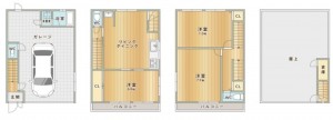 大阪市生野区桃谷、中古一戸建ての間取り画像です