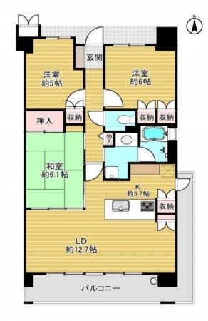 大阪市東成区深江南、マンションの間取り画像です