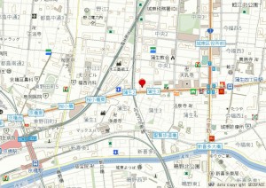 大阪市城東区中央、マンションの地図画像です