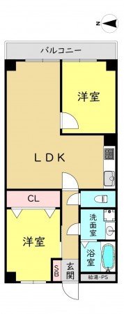 大阪市城東区中央、マンションの間取り画像です