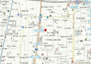 大阪市生野区小路東、中古一戸建ての地図画像です