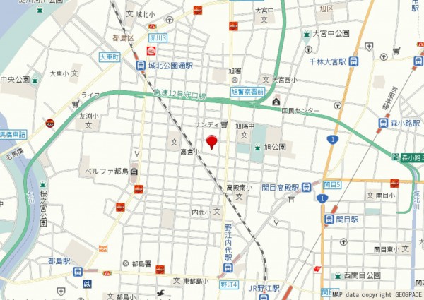 大阪市旭区高殿、マンションの地図画像です