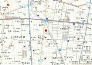 大阪市生野区中川、マンションの地図画像です