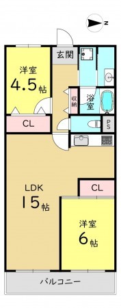 大阪市生野区中川、マンションの間取り画像です