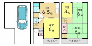 大阪市旭区高殿、中古一戸建ての間取り画像です