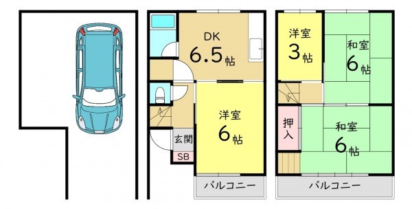 大阪市旭区高殿、中古一戸建ての間取り画像です
