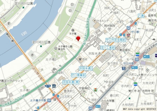大阪市旭区太子橋、マンションの地図画像です