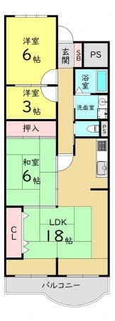大阪市旭区太子橋、マンションの間取り画像です