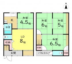 大阪市生野区田島、中古一戸建ての間取り画像です