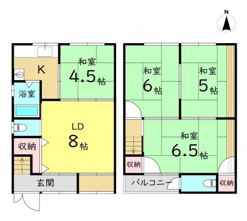 大阪市生野区田島、中古一戸建ての間取り画像です