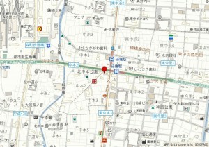 大阪市東成区中本、マンションの地図画像です