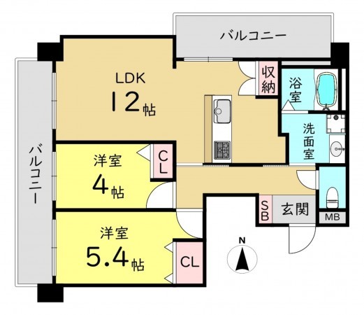 大阪市東成区中本、マンションの間取り画像です