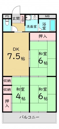 大阪市鶴見区今津中、マンションの間取り画像です