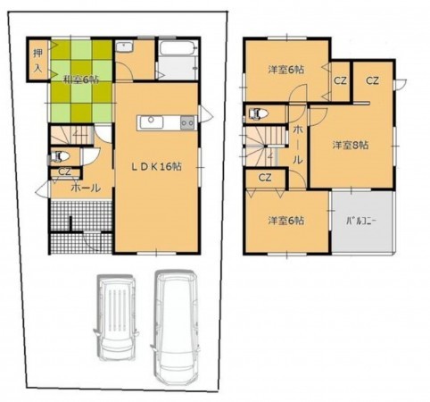 大阪市鶴見区中茶屋、中古一戸建ての間取り画像です
