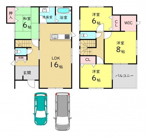 大阪市鶴見区中茶屋、中古一戸建ての間取り画像です
