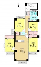 大阪市城東区中央、マンションの間取り画像です