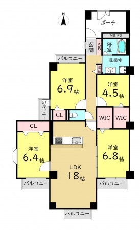 大阪市城東区中央、マンションの間取り画像です