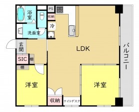 大阪市東成区大今里南、マンションの間取り画像です