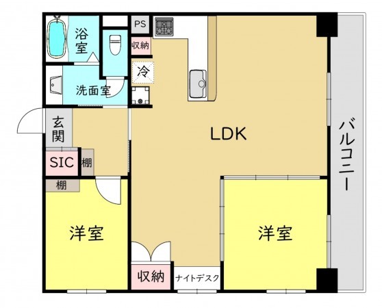 大阪市東成区大今里南、マンションの間取り画像です