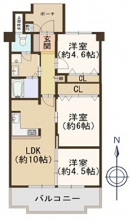大阪市城東区中央、マンションの間取り画像です