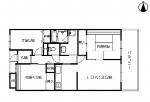 大阪市生野区巽西、マンションの間取り画像です
