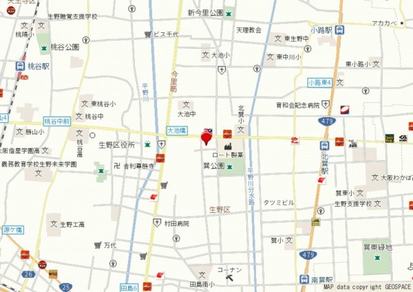 大阪市生野区巽西、マンションの地図画像です