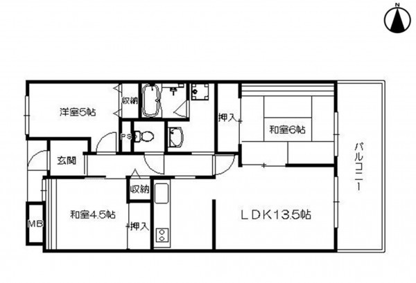 大阪市生野区巽西、マンションの間取り画像です